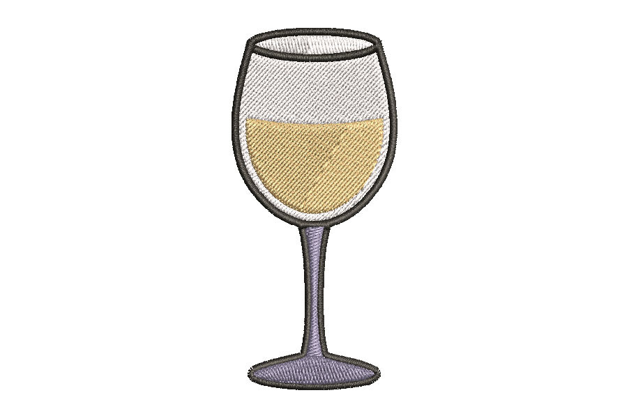White Wine Glass Embroidery