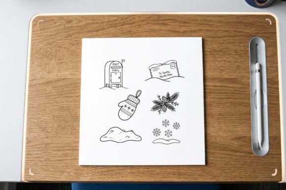 Winter Coloring Page Set Line Art