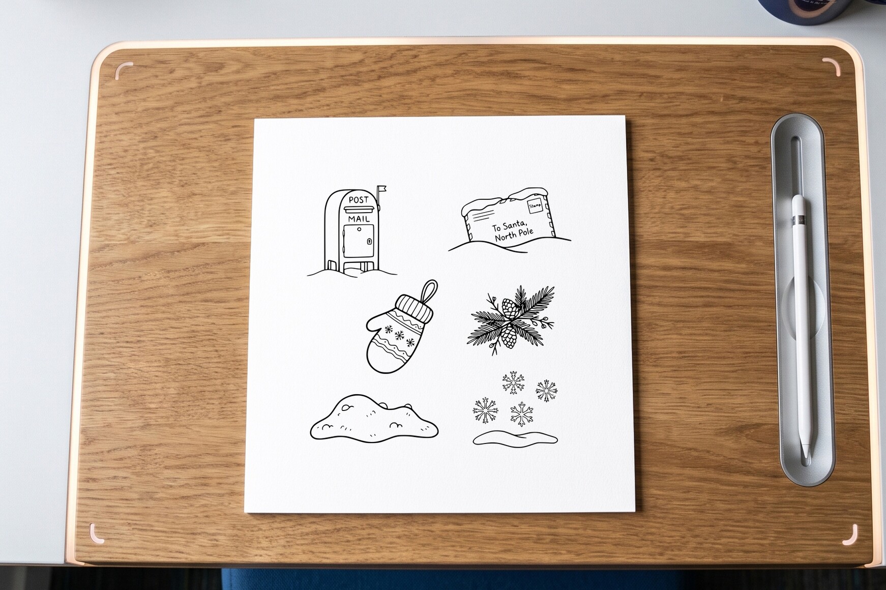 Winter Coloring Page Set Line Art