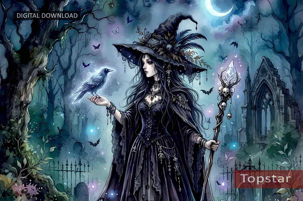 Witchy Halloween Wall Art Gothic Witch