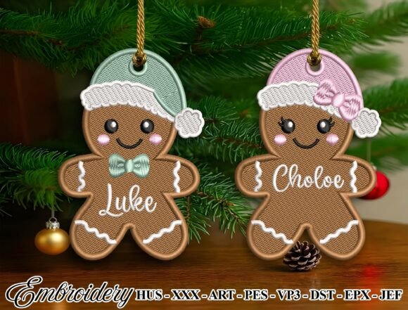 Xmas Gingerbread Ornament Embroidery