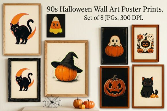 90s Halloween Wall Art Poster Prints JPG