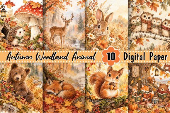 Autumn Woodland Animal Background