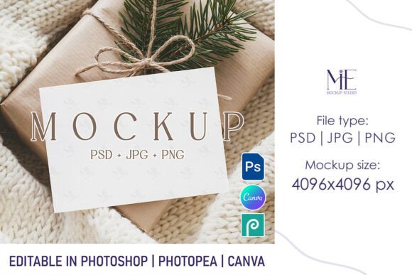 Christmas Card Holiday Invitation Mockup
