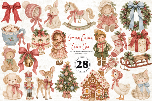 Christmas Childhood Clipart Set