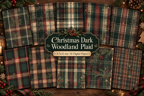 Christmas Dark Woodland Plaid