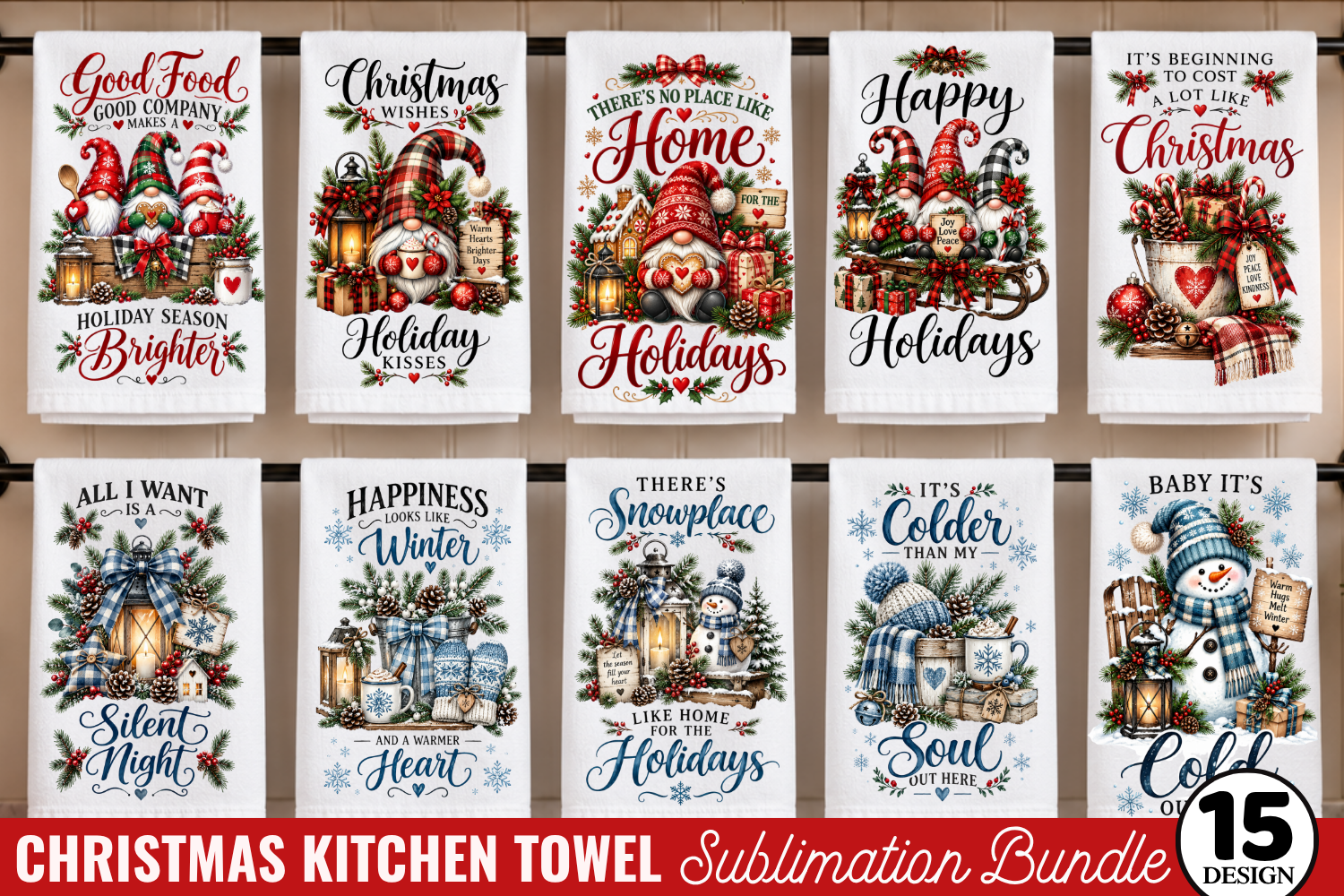 Christmas Kitchen Towel Sublimation Bund