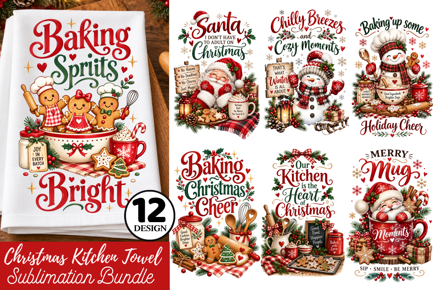 Christmas Kitchen Towel Sublimation Bund