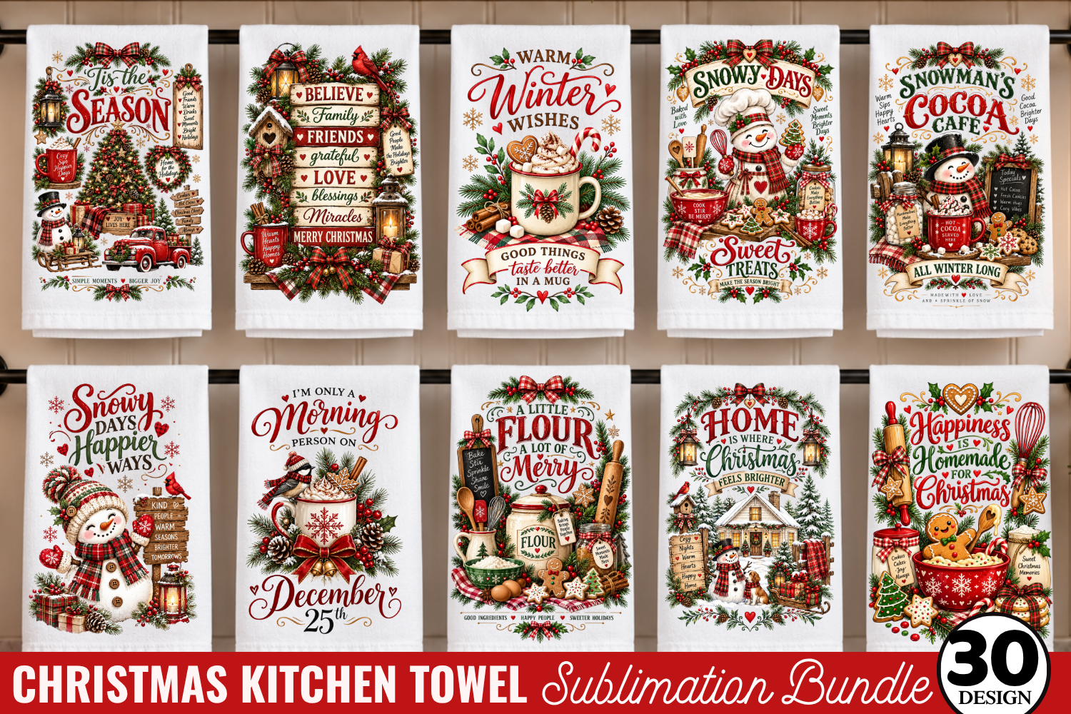 Christmas Kitchen Towel Sublimation Bund