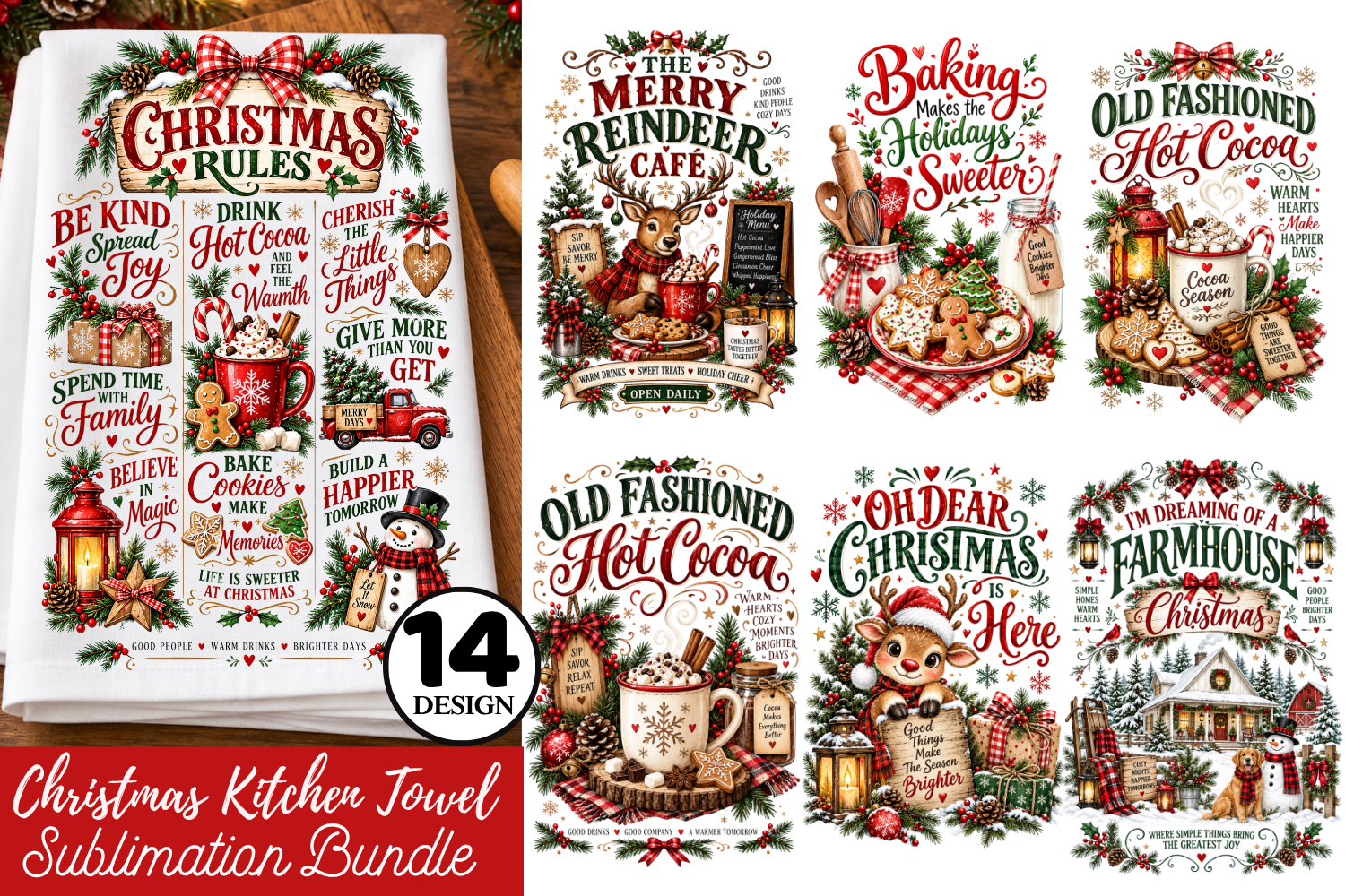 Christmas Kitchen Towel Sublimation Bund