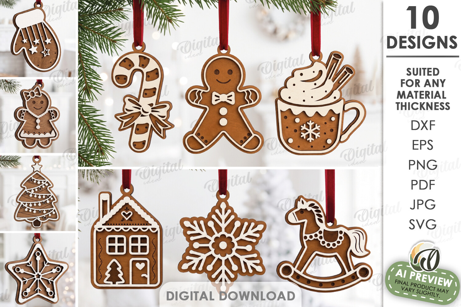 Christmas Ornaments Bundle Laser Cut