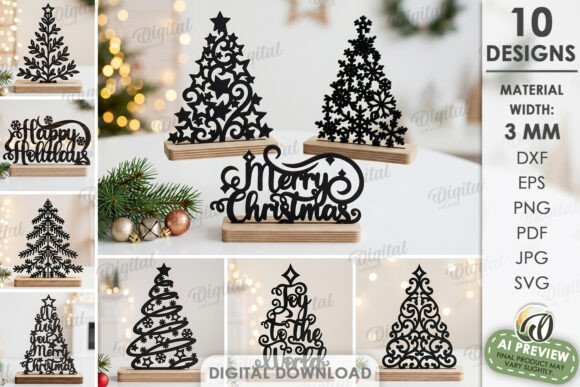 Christmas Stand Decors Bundle Laser Cut laser cut file
