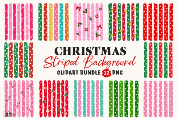 Christmas Striped Background Bundle PNG
