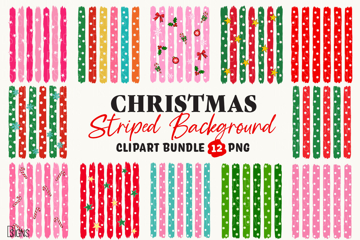 Christmas Striped Background Bundle PNG