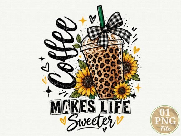 Coffee Makes Life Sweeter Christmas PNG,