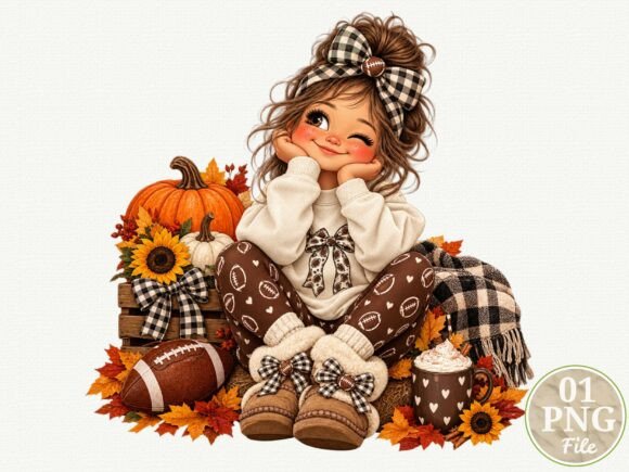 Cozy Autumn Girl PNG
