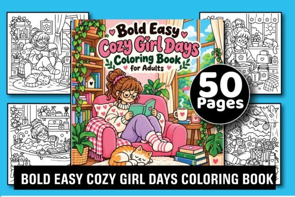 Cozy Girl Days Bold Easy Coloring Book