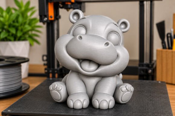 Cute Hippo 3D Print STL – Kawaii Seated Hippo Model for Desk Decor & Gifts - Image 3