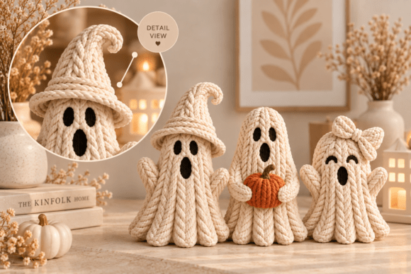 Knitted Ghost Halloween STL – 3D Printable Crochet-Style Ghosts - Image 5