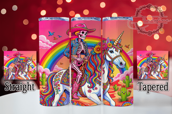 Pink Skeleton Cowgirl Unicorn Tumbler