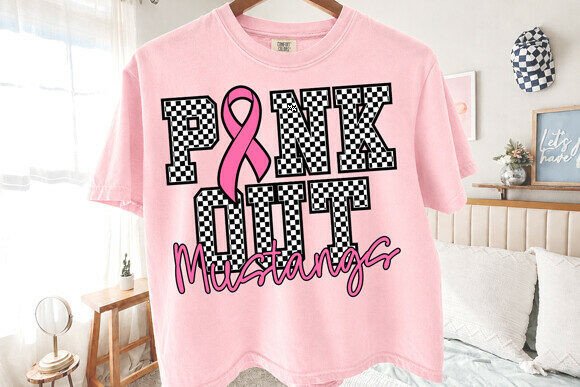 Pink out Mustangs PNG Checkered Ribbon