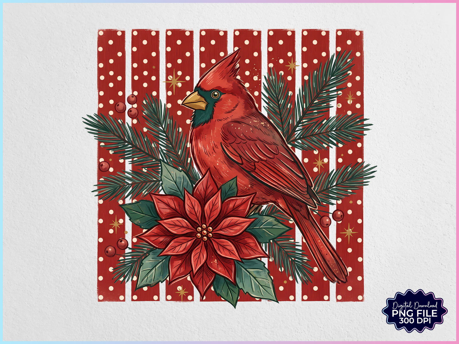 Preppy Christmas Cardinal PNG