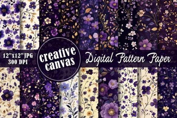 Purple Floral Seamless Patterns