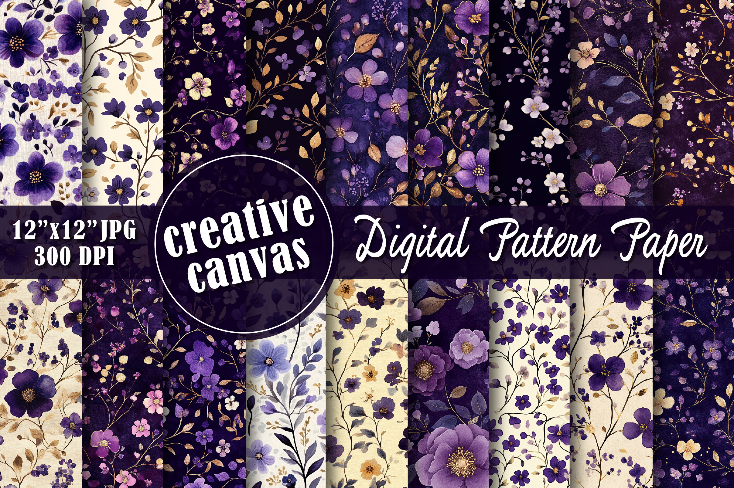 Purple Floral Seamless Patterns