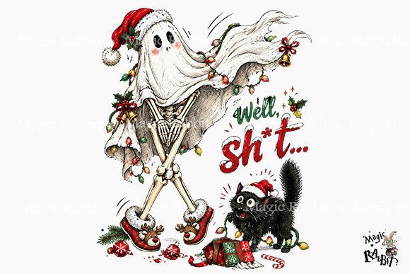 Sassy Skeleton Christmas Ghost PNG