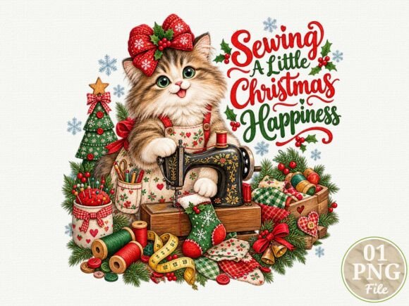 Sewing Christmas Happiness PNG