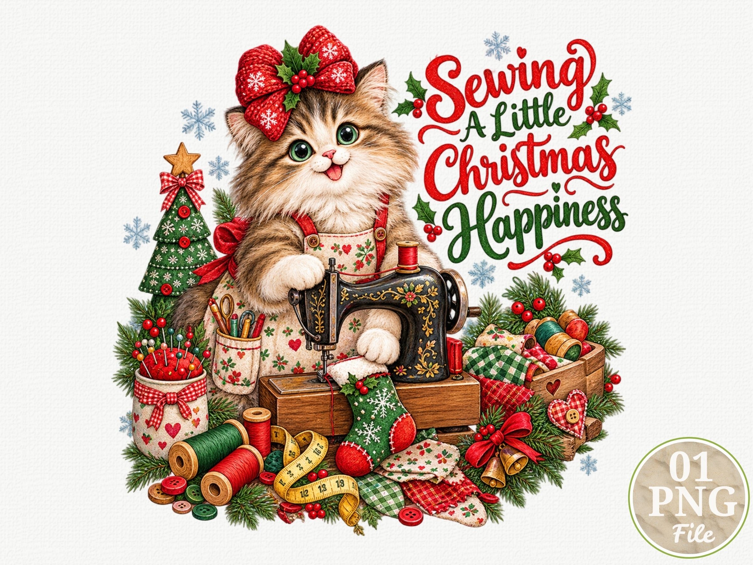 Sewing Christmas Happiness PNG