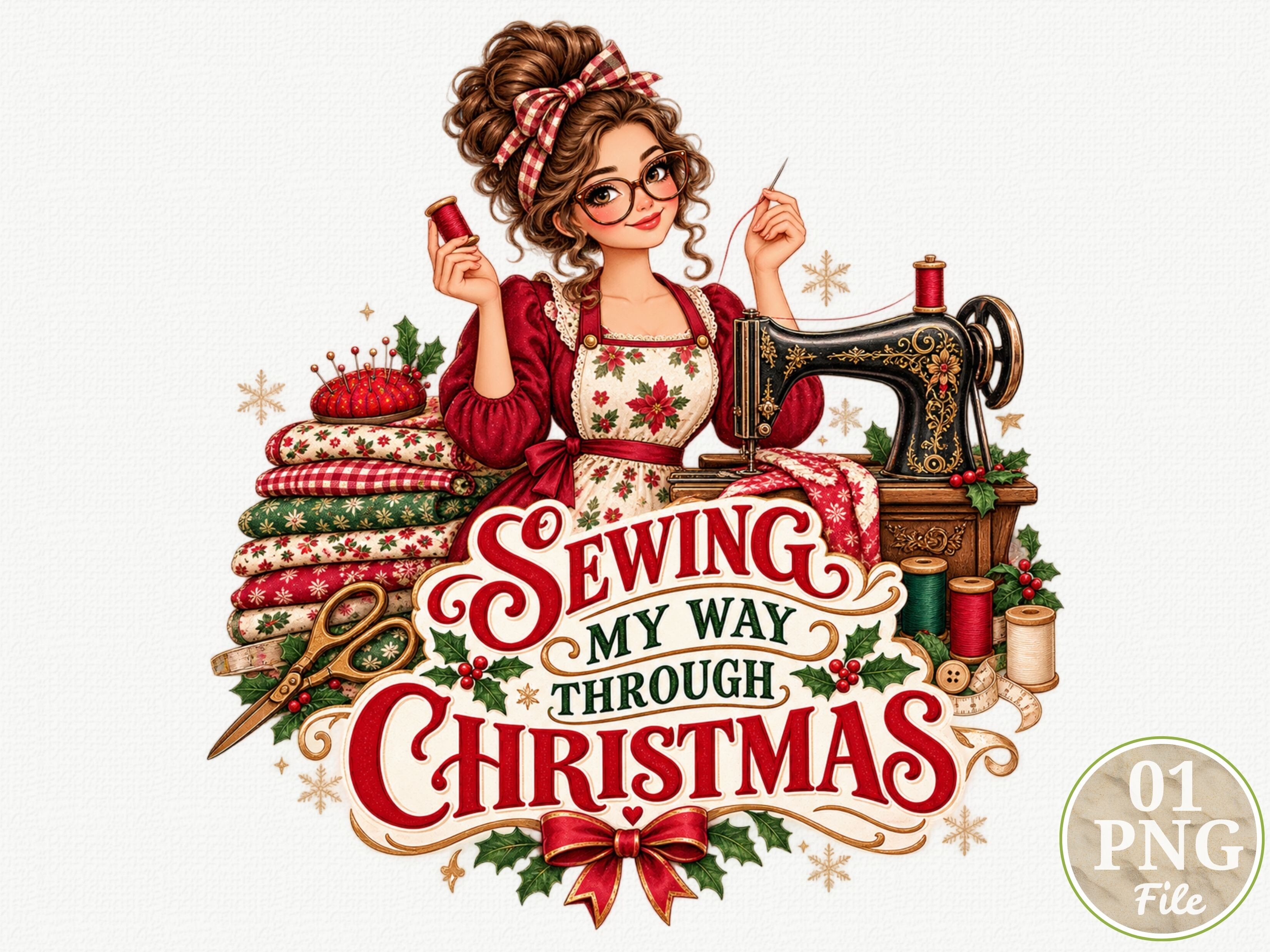 Sewing My Way Through Christmas PNG