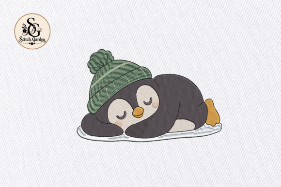 Sleeping Penguin Christmas Embroidery