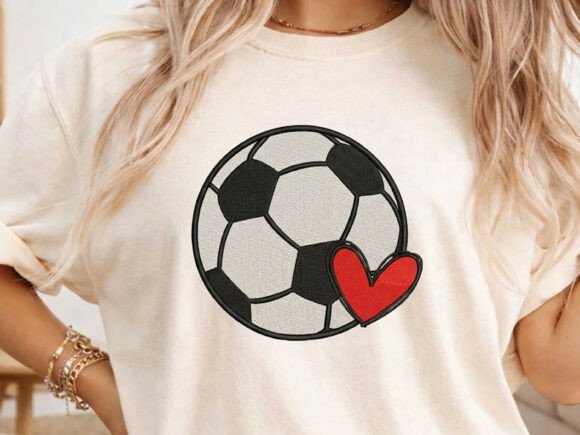 Soccer Ball Heart Embroidery Design