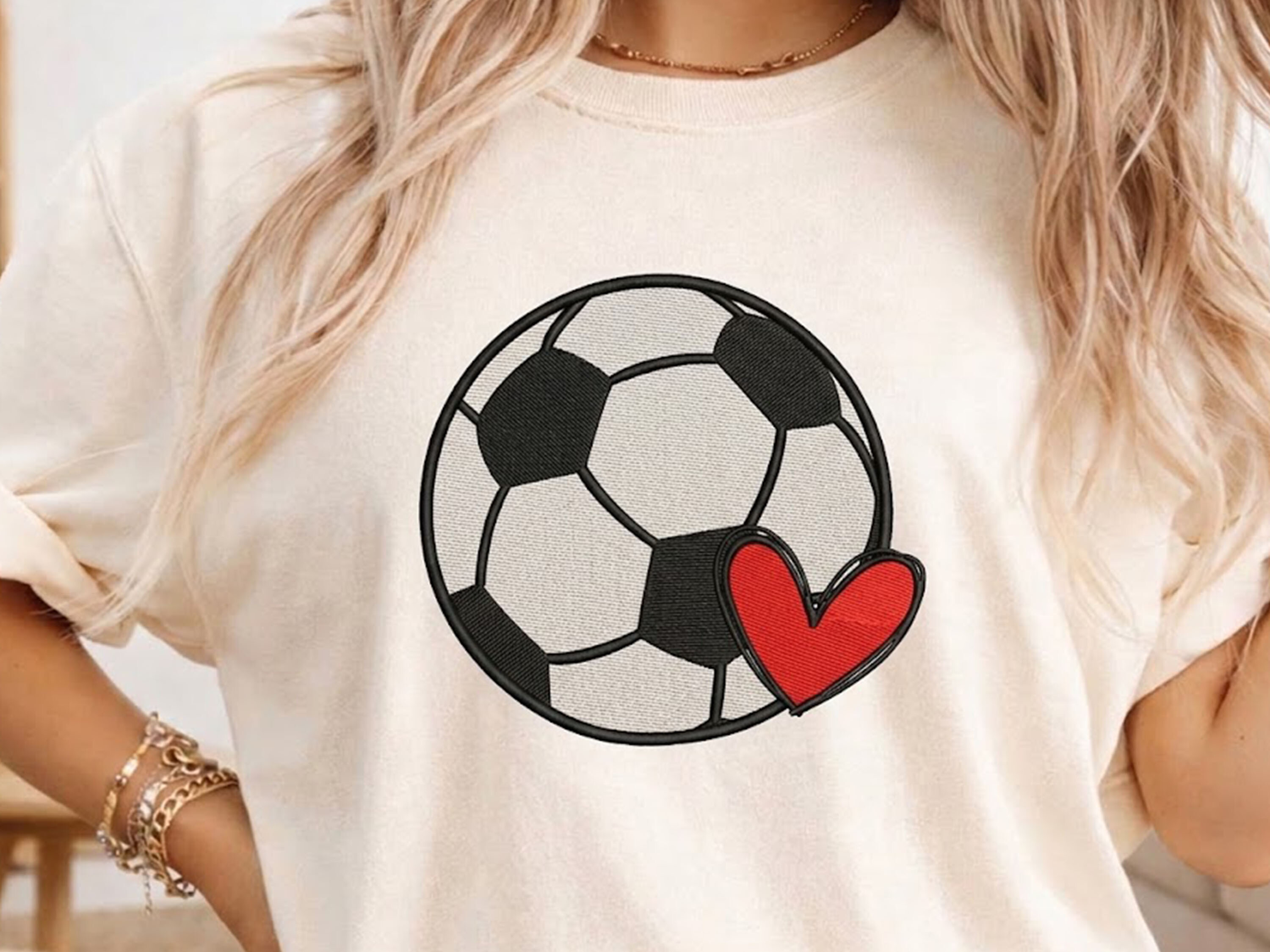 Soccer Ball Heart Embroidery Design