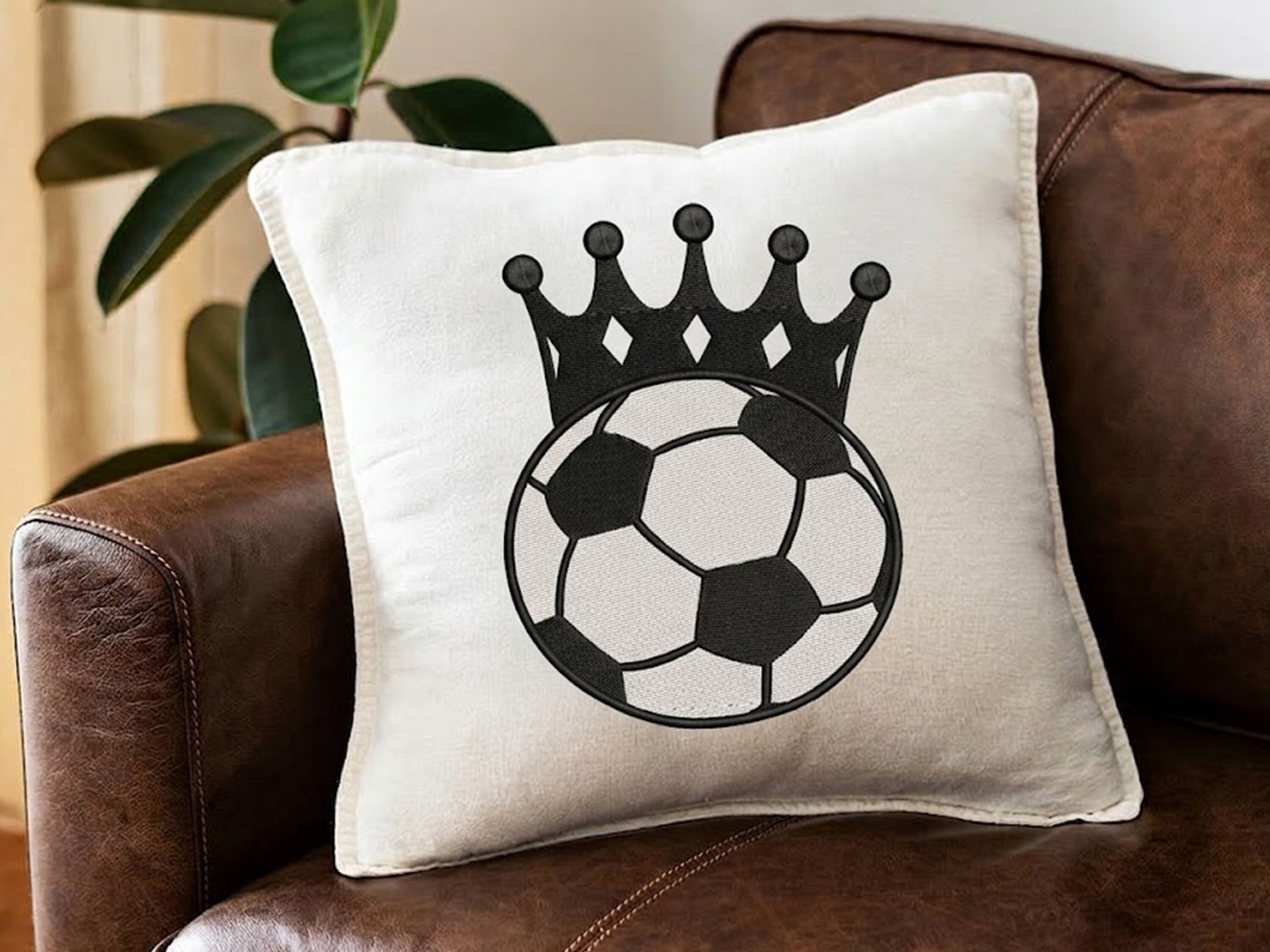 Soccer Crown Embroidery Design, 4 Size
