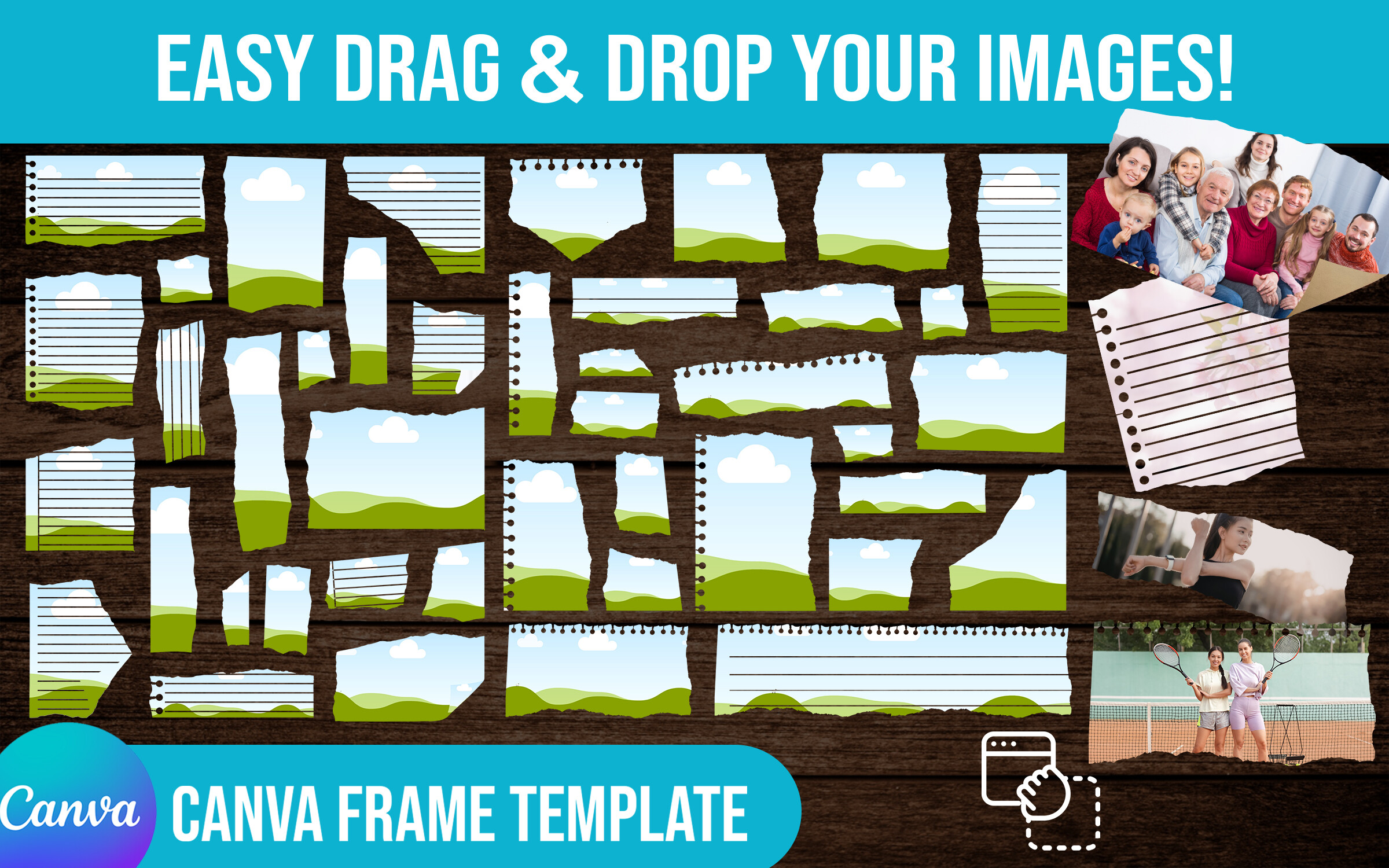 Torn Paper Canva Frames Template Bundle