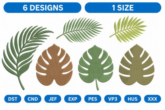 Tropical Leaf Machine Embroidery Bundle