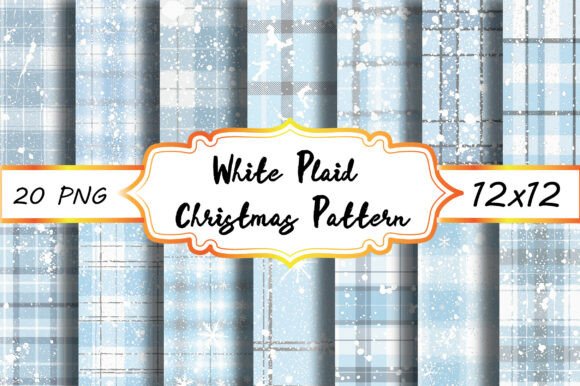 White Plaid Christmas Pattern PNG Bundle