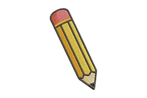Yellow Pencil School Supply Embroidery