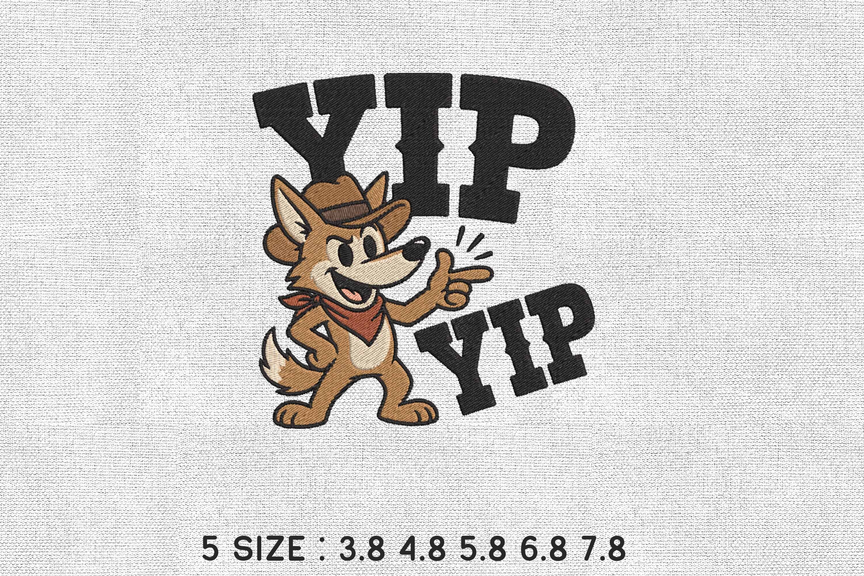 Yip Yip Cowboy Fox Embroidery Design