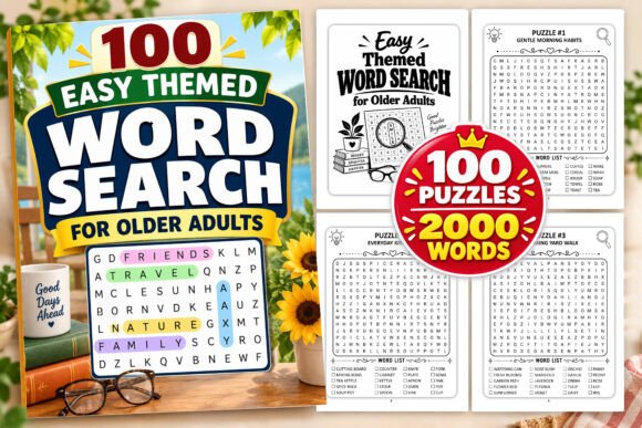 100 Easy Themed Word Search for Adults