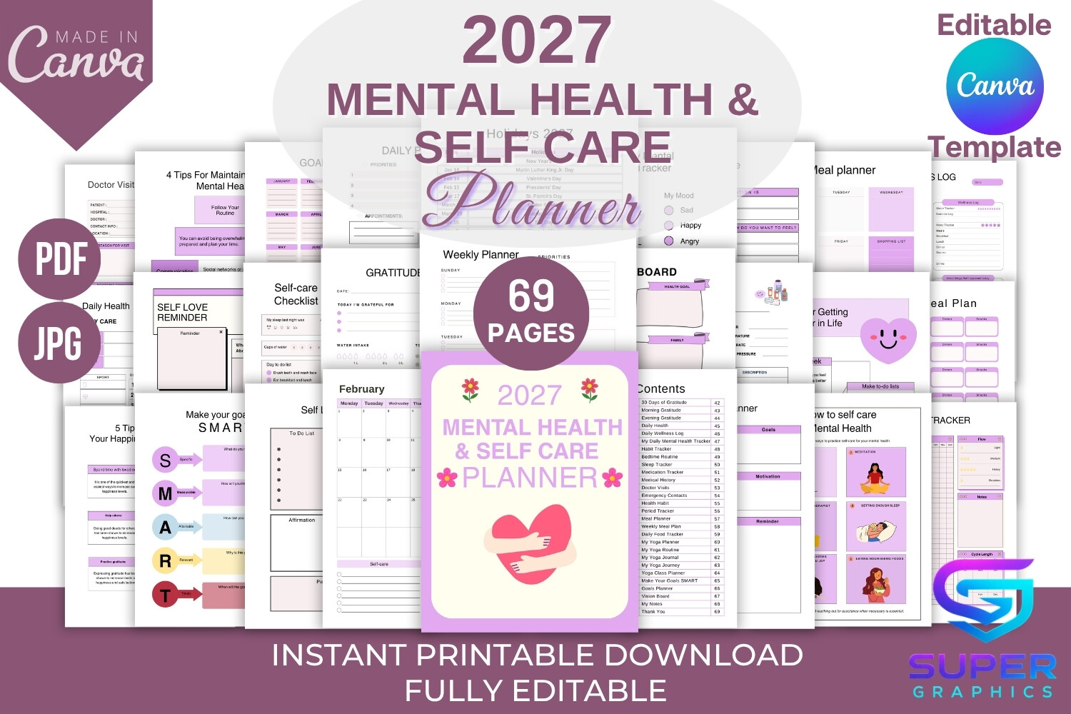 2027 Mental Health & Self Care Planner