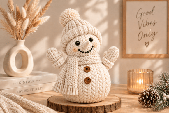 3D Print STL Cozy Knitted Snowman - Christmas Decoration Digital File - Image 1