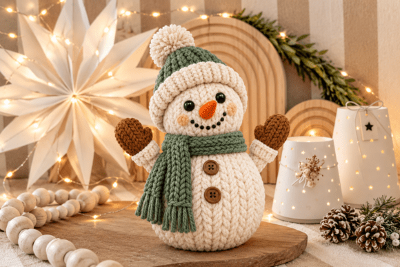 3D Print STL Cozy Knitted Snowman - Christmas Decoration Digital File - Image 3