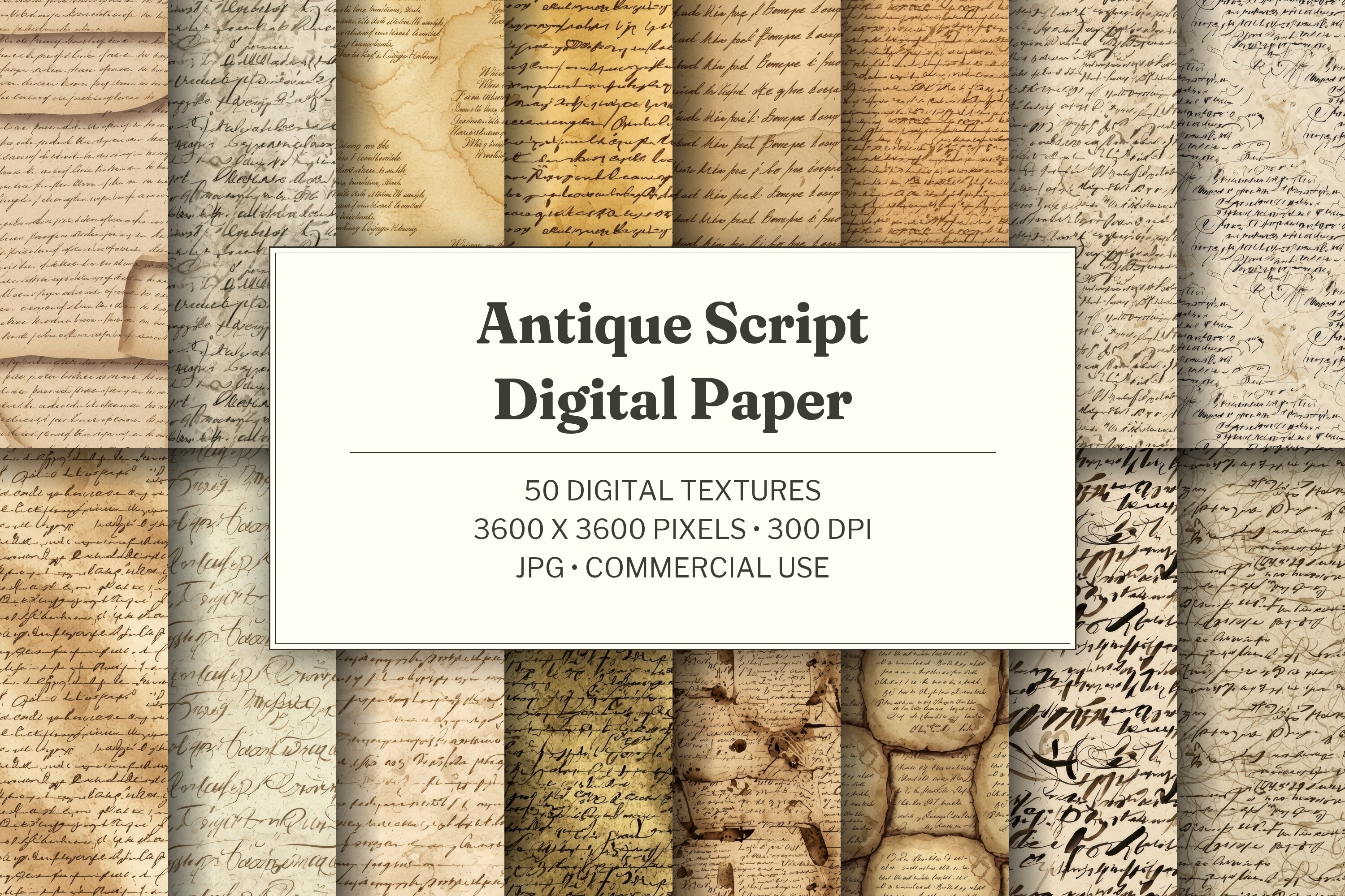 Antique Script Digital Paper