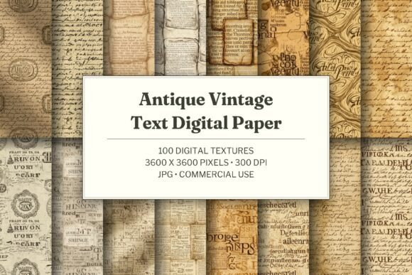 Antique Vintage Text Digital Paper