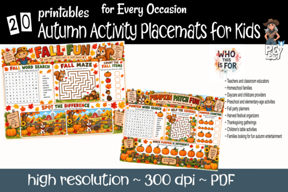 Autumn Activity Placemats for Kids