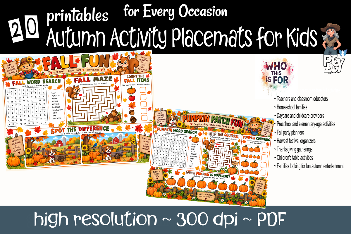 Autumn Activity Placemats for Kids