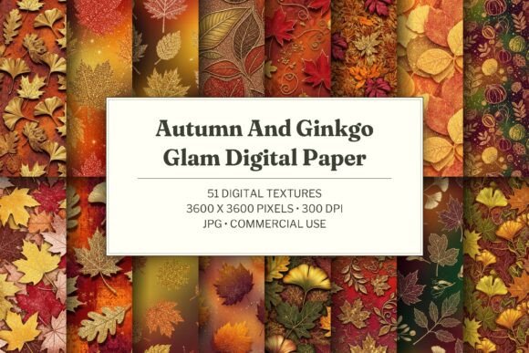 Autumn and Ginkgo Glam Digital Paper